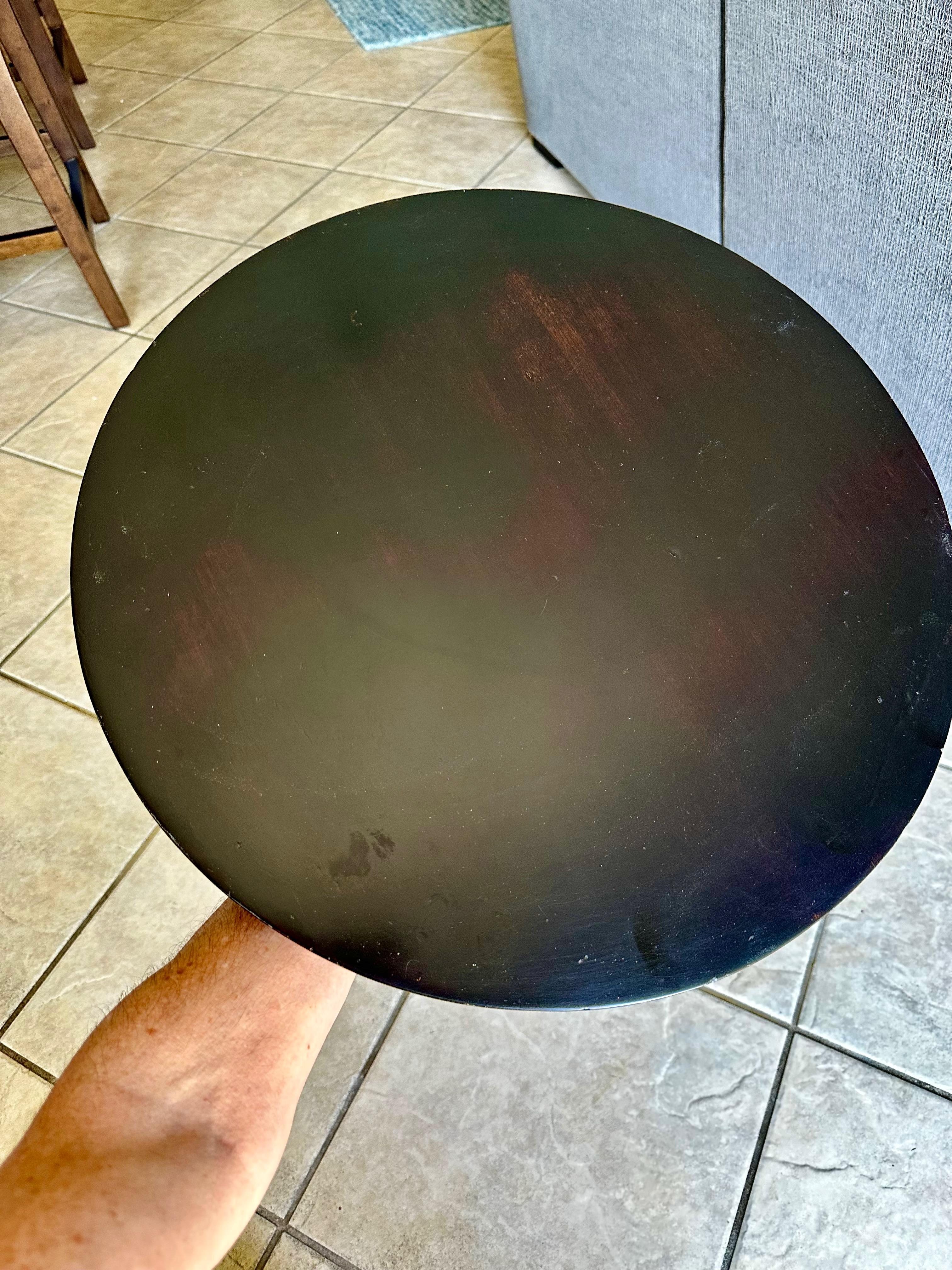 Paul Frankl Style Tripod Dark Walnut End Side Table For Sale 5