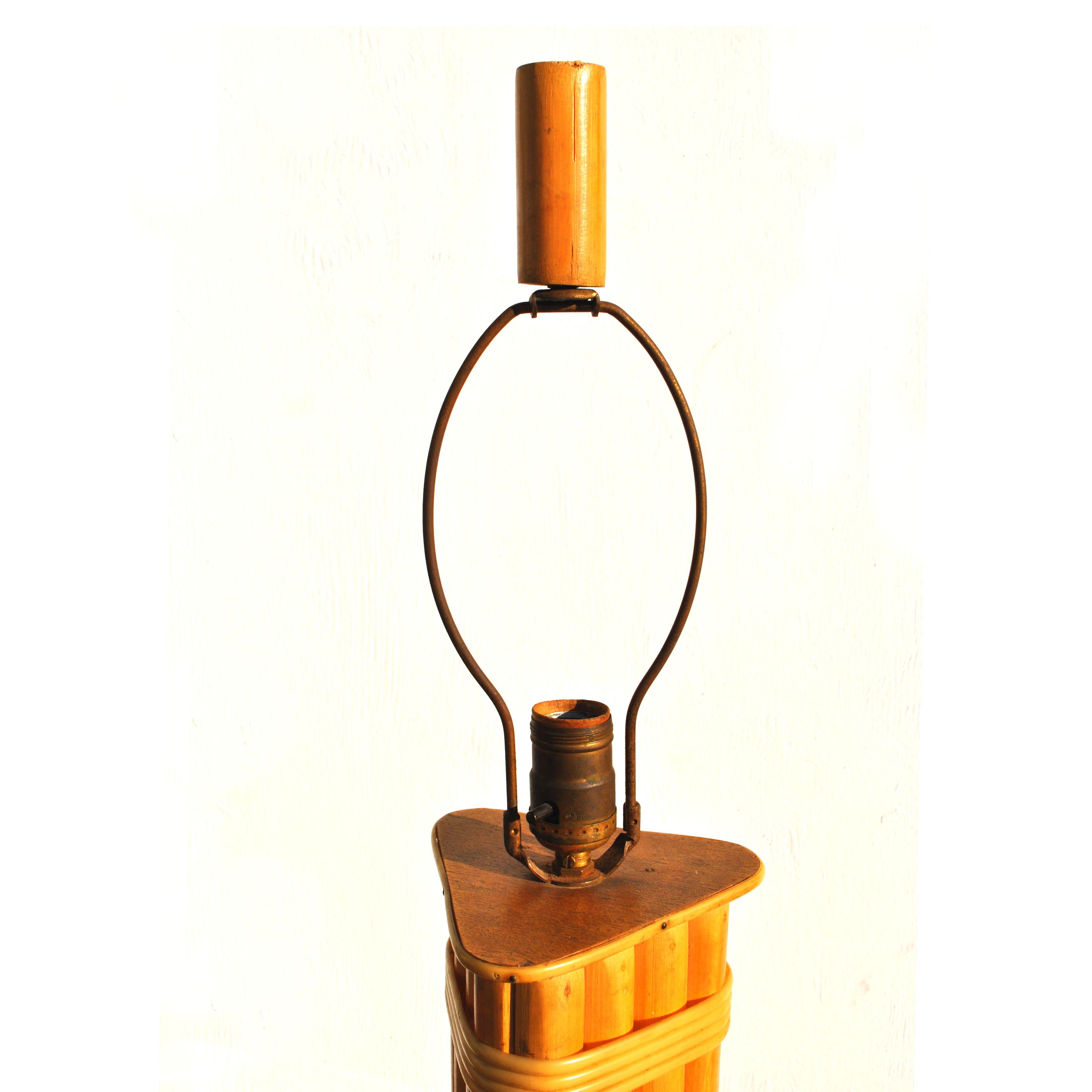 American Paul Frankl Style Tropitan Bamboo Table Lamp
