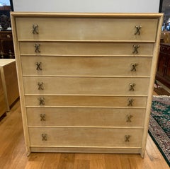 Paul Frankl Tall Dresser High Chest of Drawers with X-Pulls