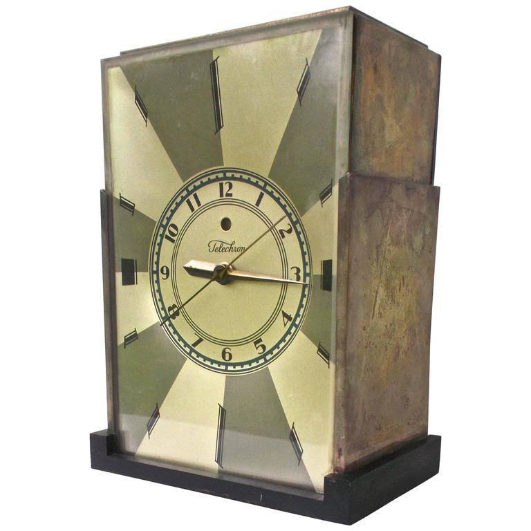 Telechronische amerikanische Moderne Deko-Uhr von Paul Frankl, 1928 im Angebot