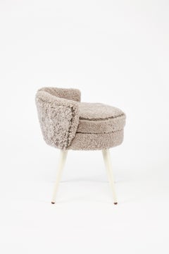 Paul Frankl Vanity Stool Upholstered in Shearling