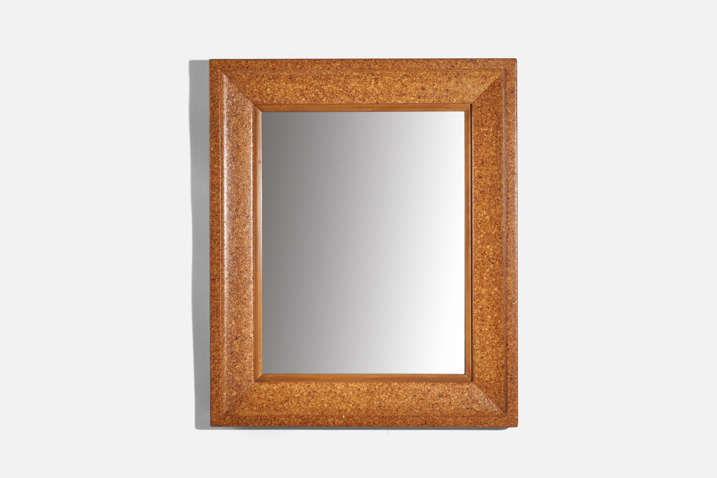 A cork wall mirror designed by Paul Frankl and produced by Johnson Furniture company, c. 1951.
 
