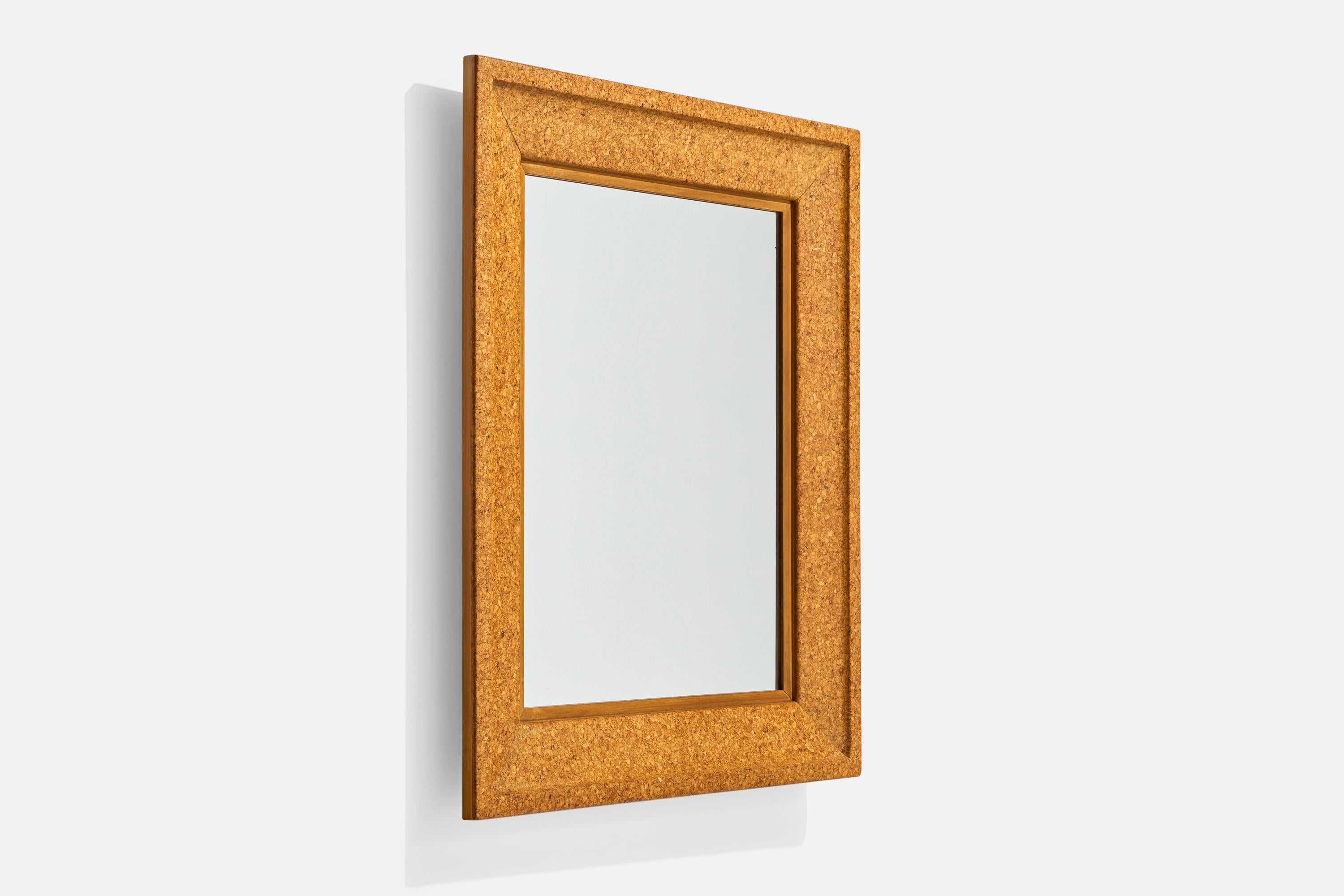 Paul Frankl, Espejo de pared, Corcho, Vidrio espejado, EE.UU., S. 1950 Moderno de mediados de siglo en venta
