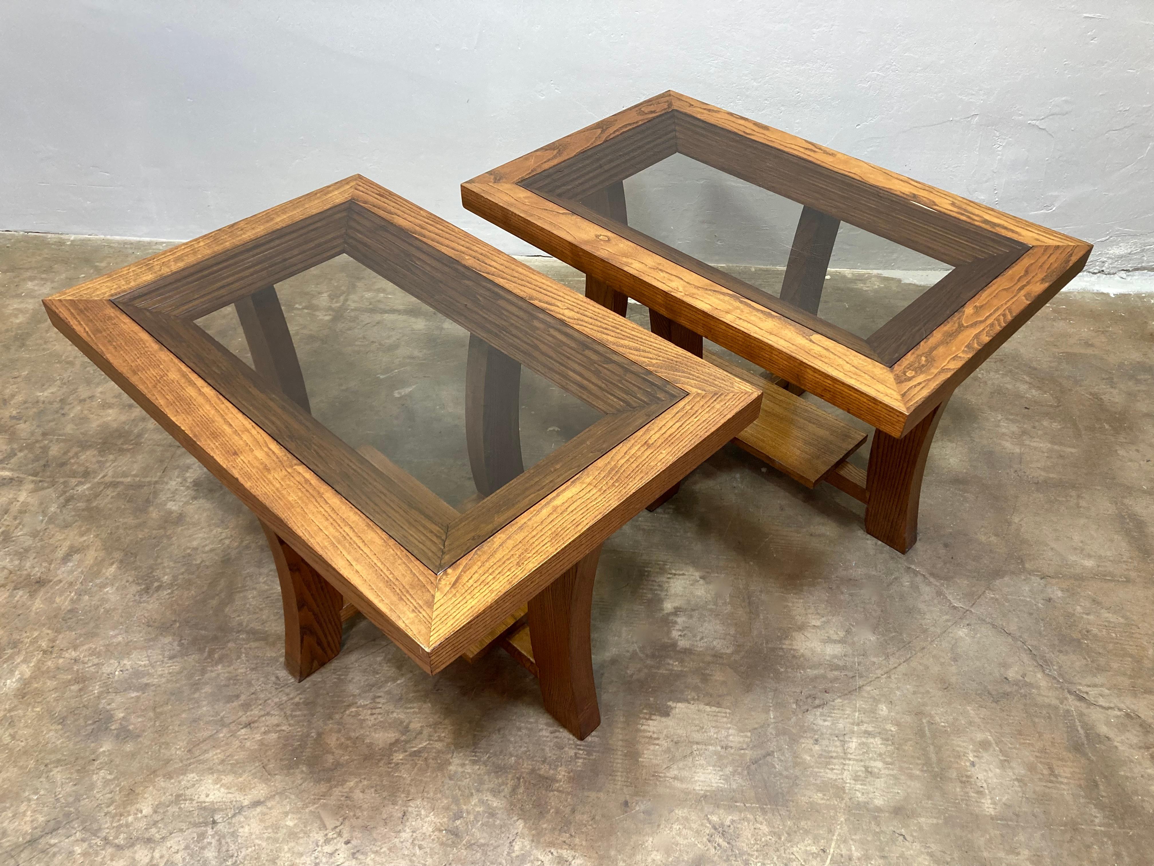 Paul Frankl Wood & Glass Side Tables, Pair of 2 For Sale 3