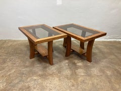 Paul Frankl Wood & Glass Side Tables, Pair of 2
