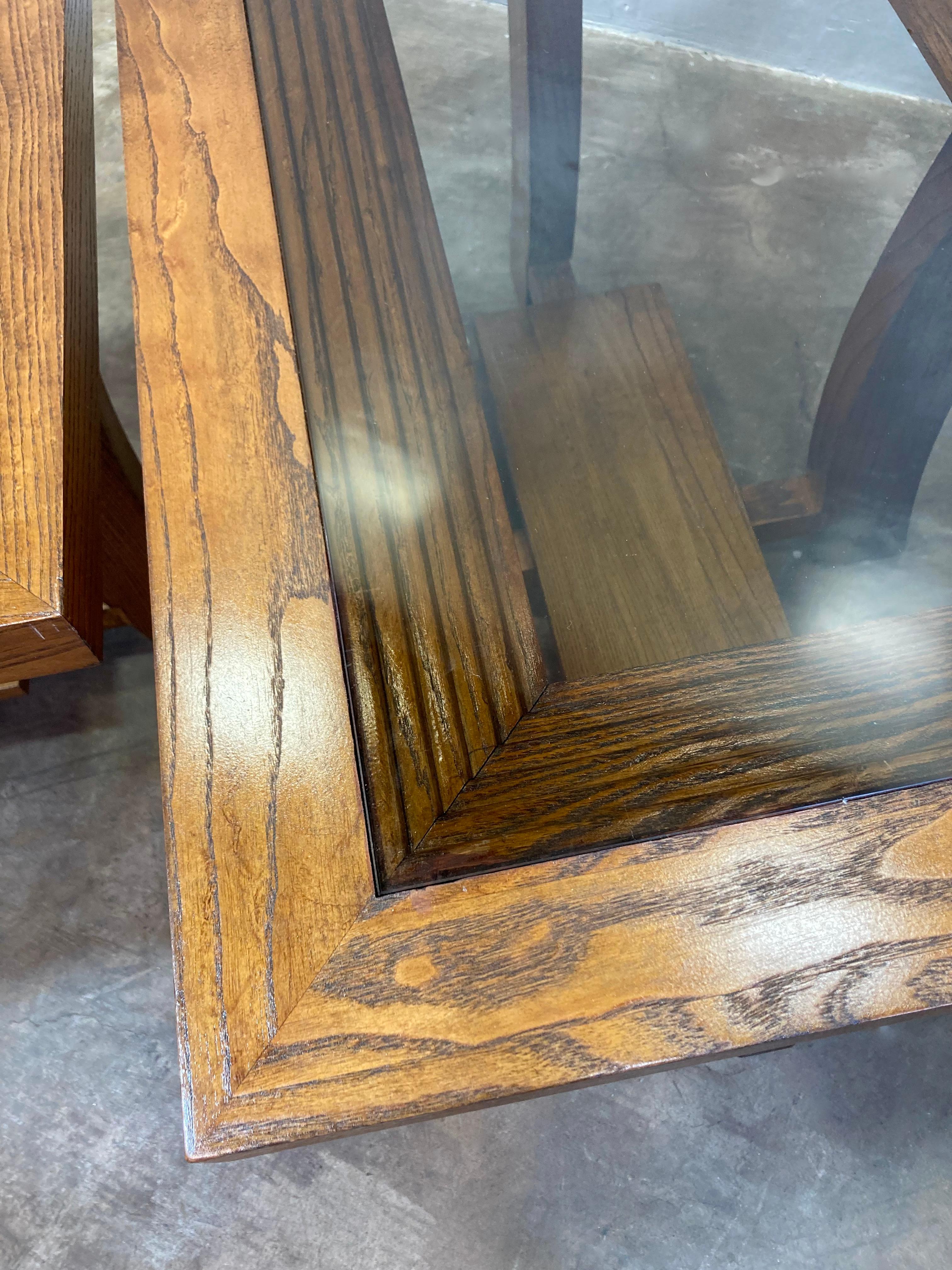American Paul Frankl Wood & Glass Side Tables, Pair of 2 For Sale