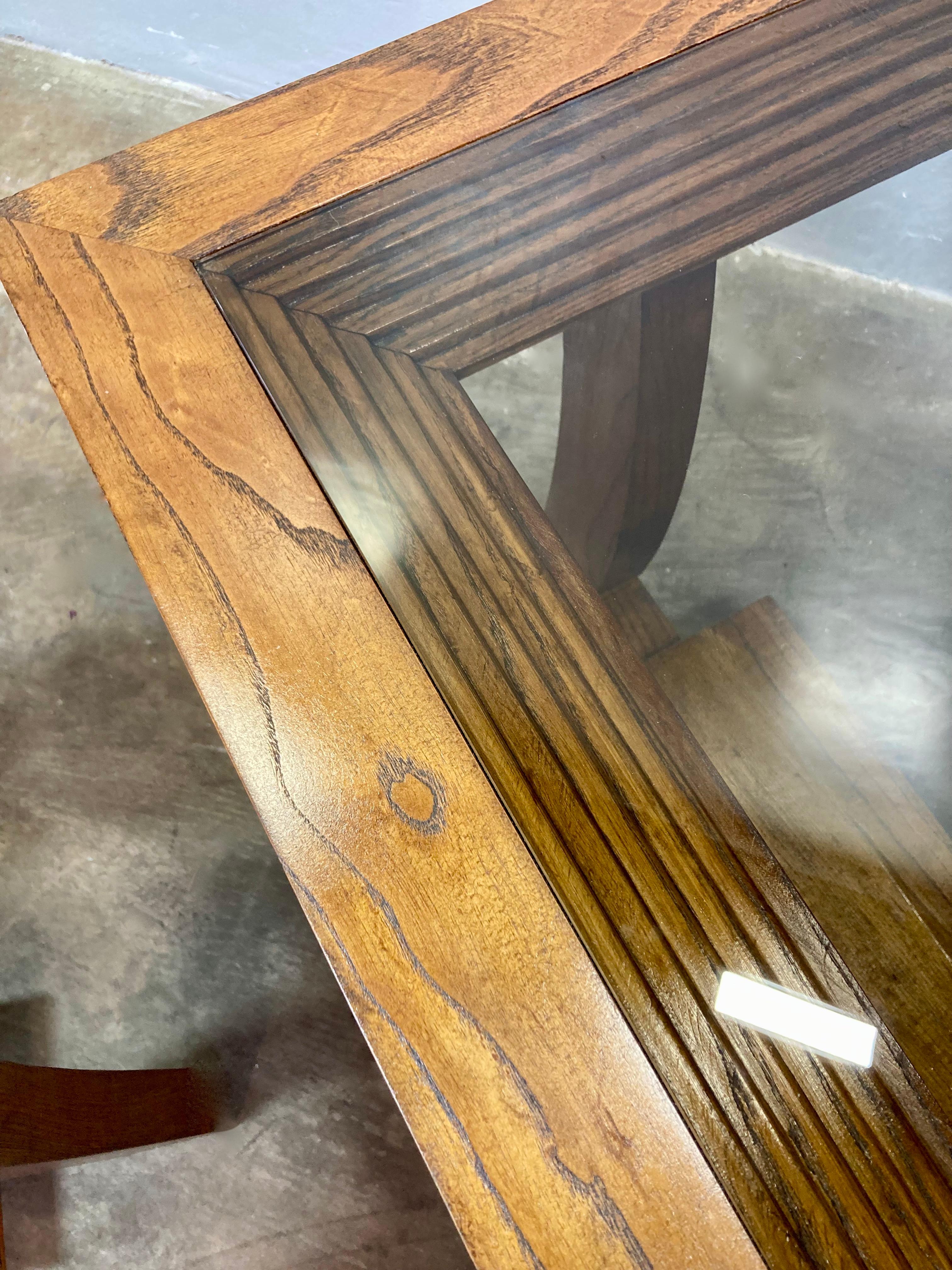 Cut Glass Paul Frankl Wood & Glass Side Tables, Pair of 2 For Sale