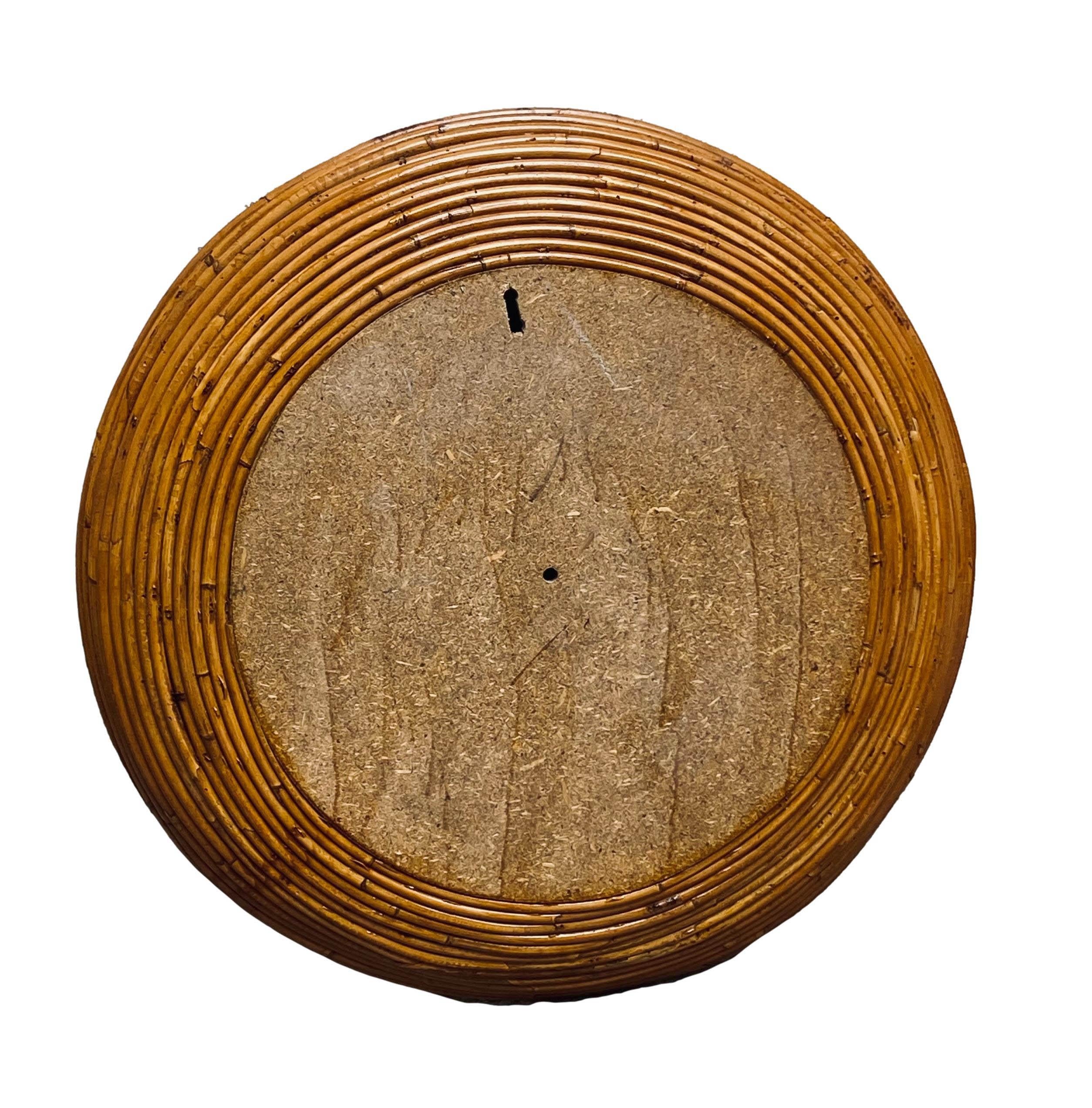 Mid-20th Century Paul Frankle Style Pencil Reed Bamboo Round Wall Mirror, Italy 1960s