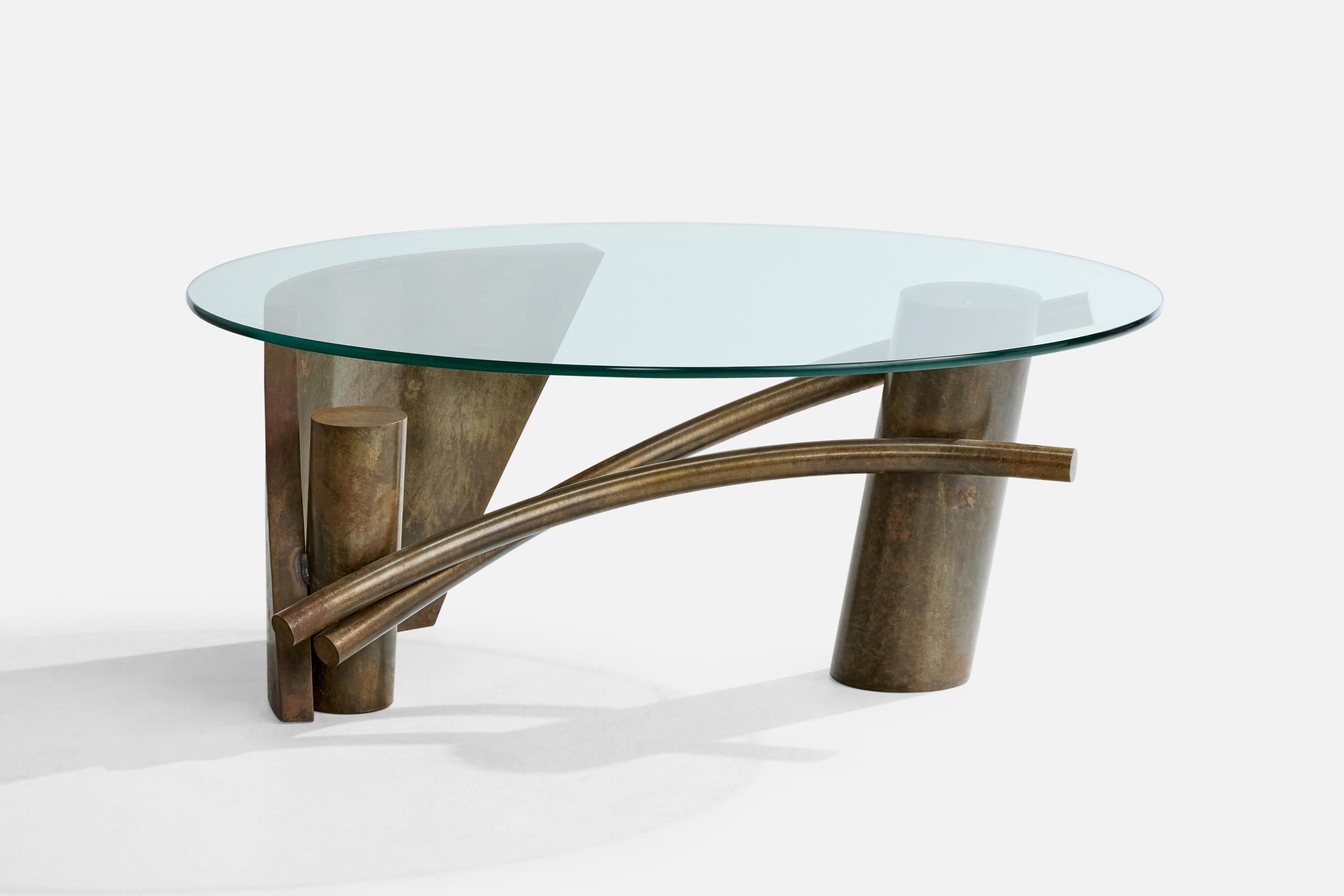 Paul Freundt, table basse, bronze, verre, États-Unis, années 2000 Bon état - En vente à High Point, NC