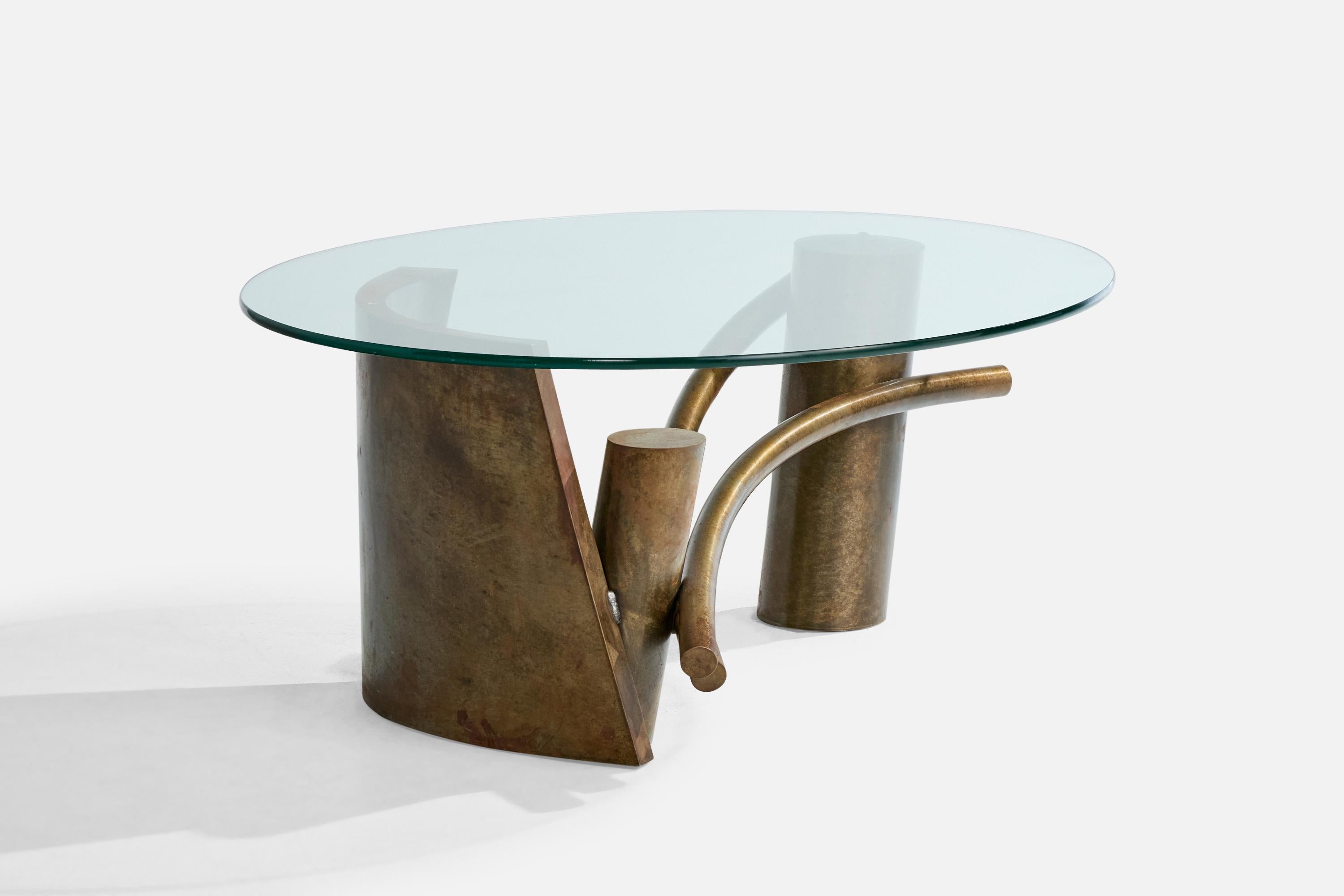 XXIe siècle et contemporain Paul Freundt, table basse, bronze, verre, États-Unis, années 2000 en vente