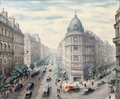 Französische impressionistische Stadts Ölgemälde auf Leinwand „Boulevard des Italiens“, Ölgemälde