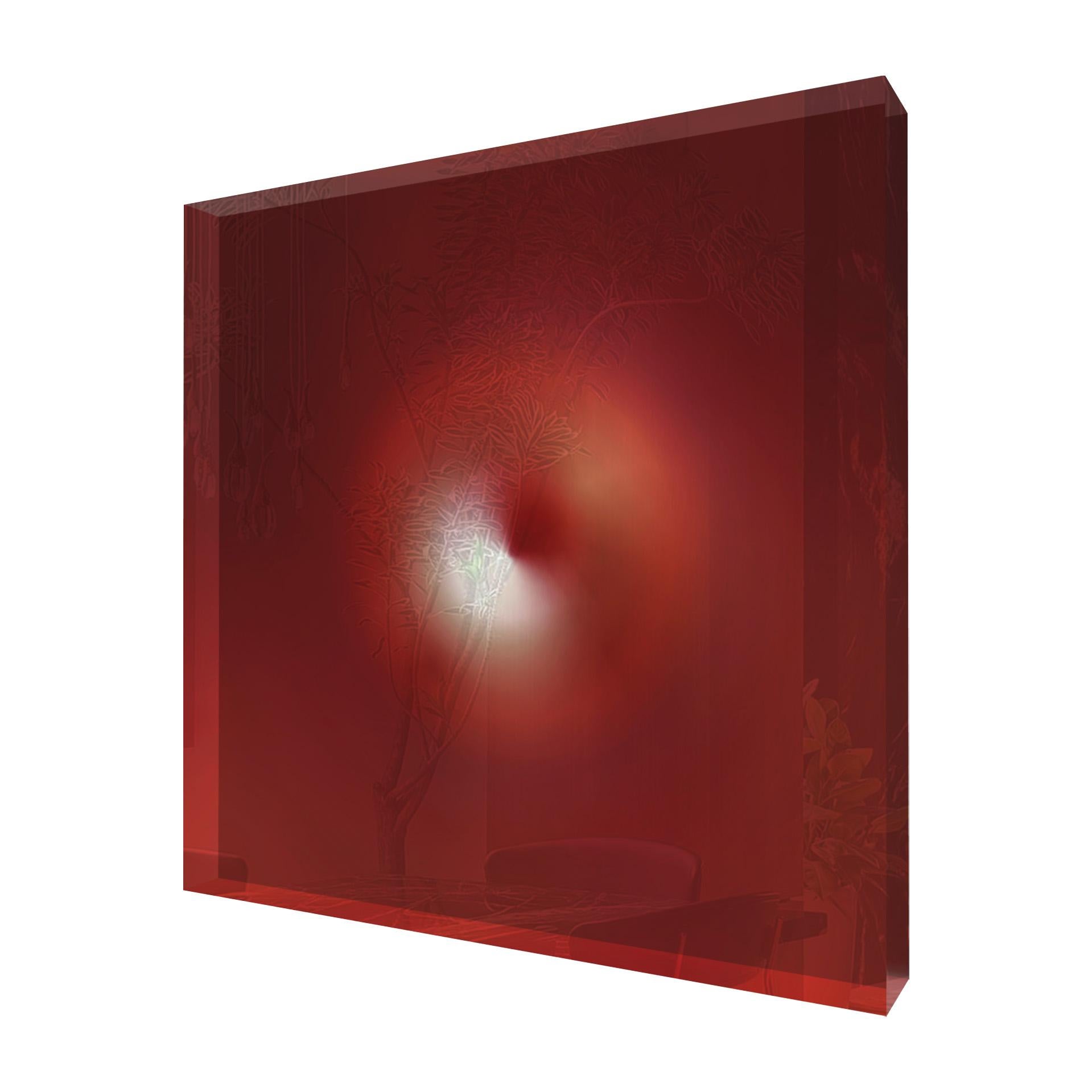 Arte Contemporáneo Francés de Paul Gallaud - Acrílico Osmose Solaire Rouge en venta 1