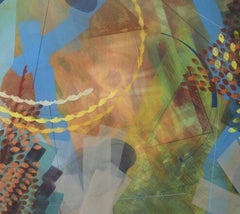 Paul Garland, Gran monotipo abstracto colorido enmarcado en acero 1983