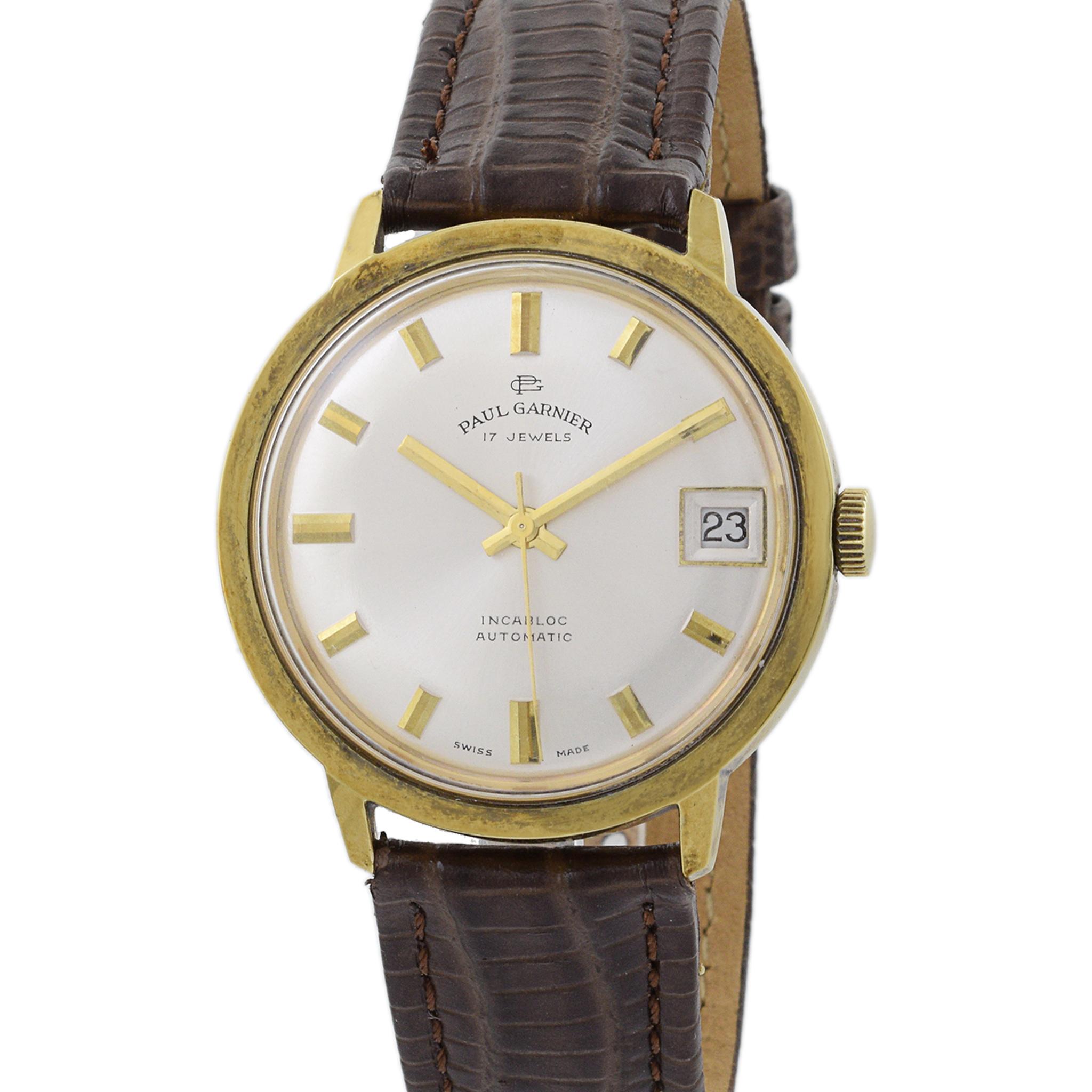 Paul Garnier Calatrava Datum Automatik gerollt Goldplatte im Zustand „Gut“ im Angebot in New York, NY