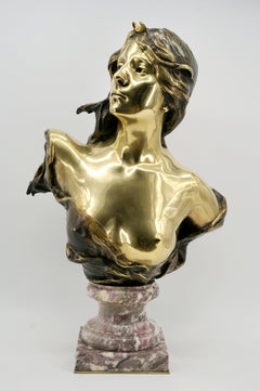 Paul Gasq - Grand buste en bronze Diane/Artemis, 1900