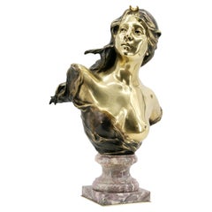 Paul Gasq - Grand buste en bronze Diane/Artemis, 1900