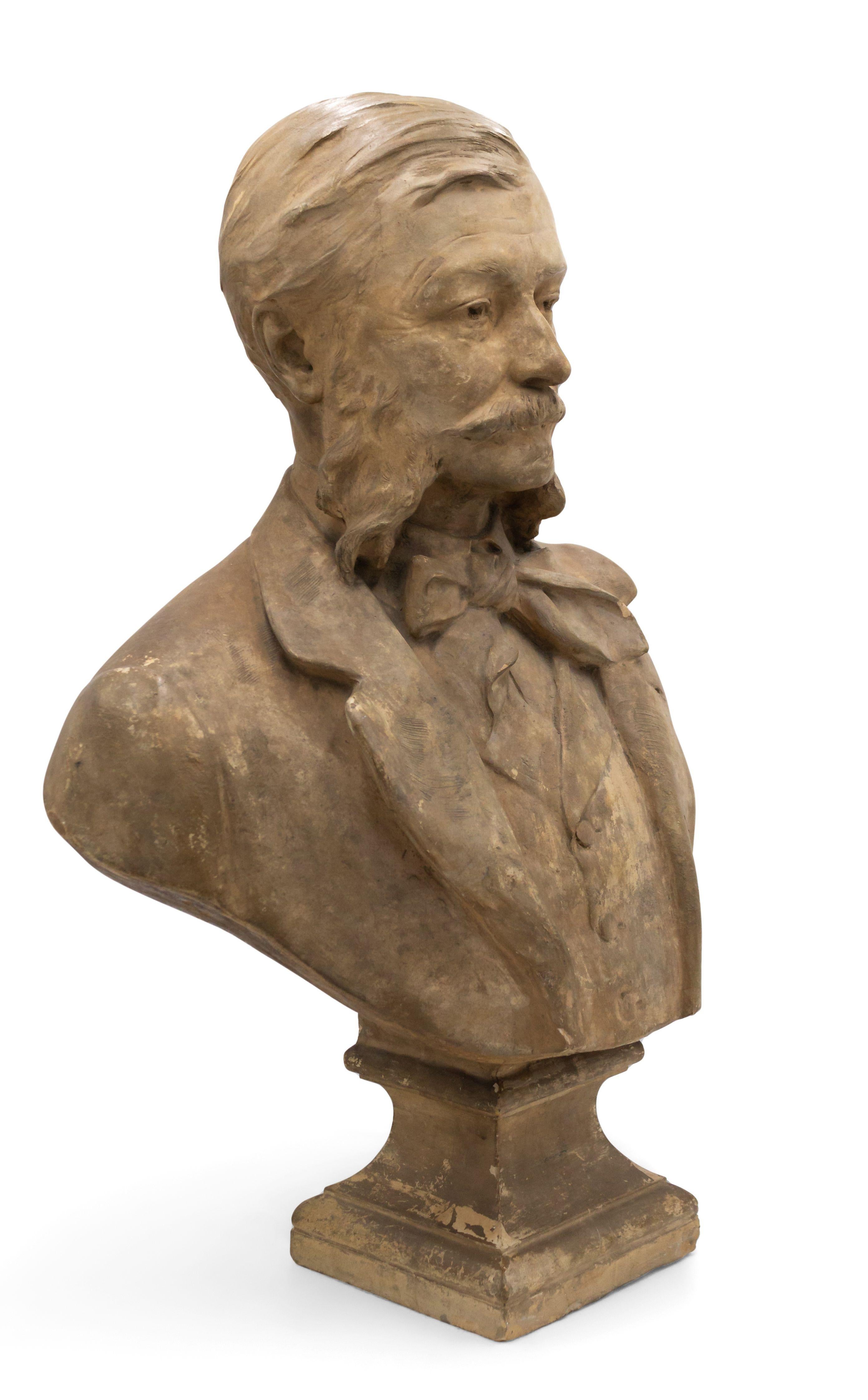 Paul Gasq Terra-Cotta Gentleman Bust In Good Condition For Sale In New York, NY