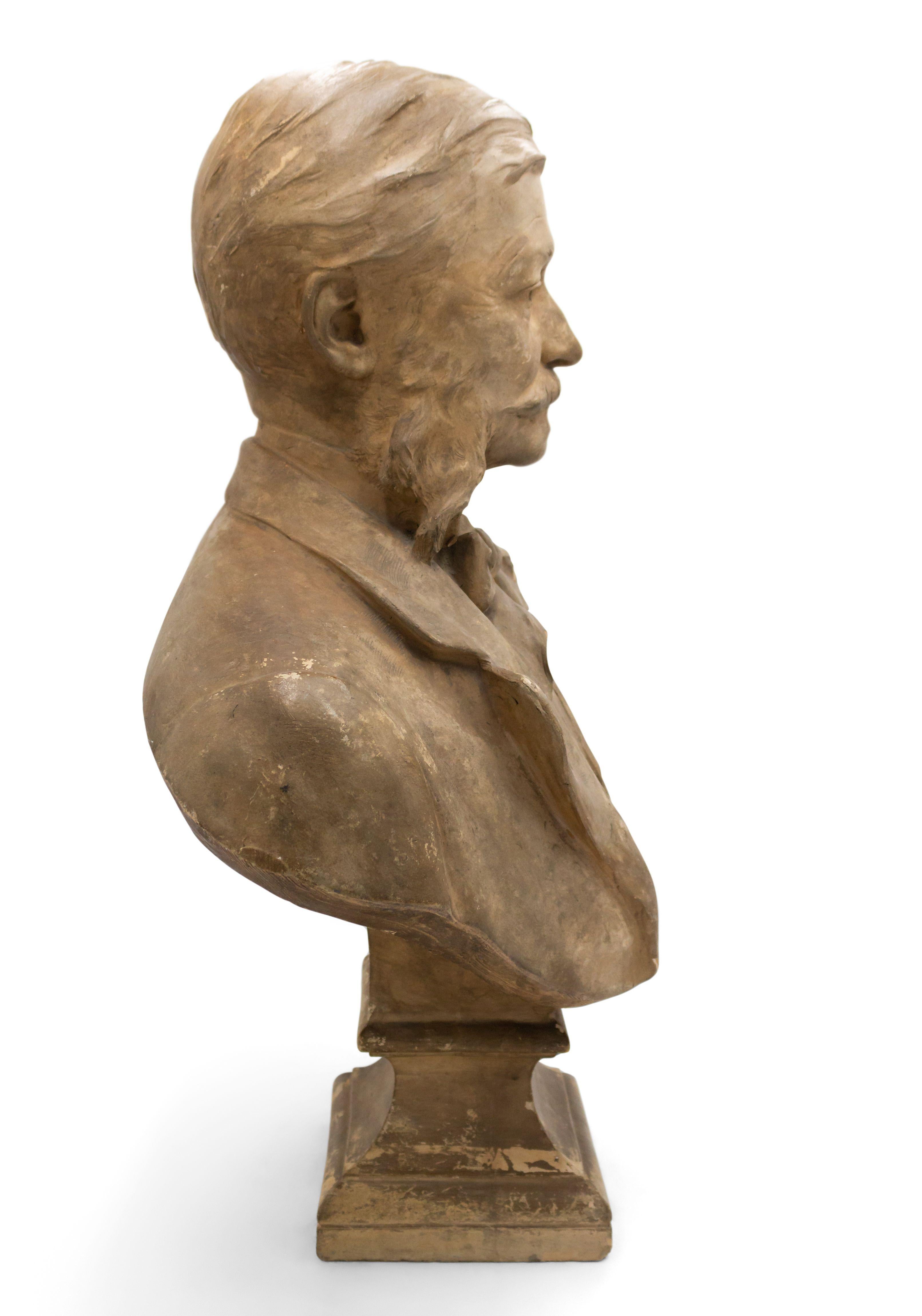 19th Century Paul Gasq Terra-Cotta Gentleman Bust For Sale