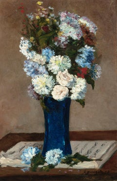 Antique Fleurs Dans Un Vase Avec Partition Musicale By Paul Gauguin