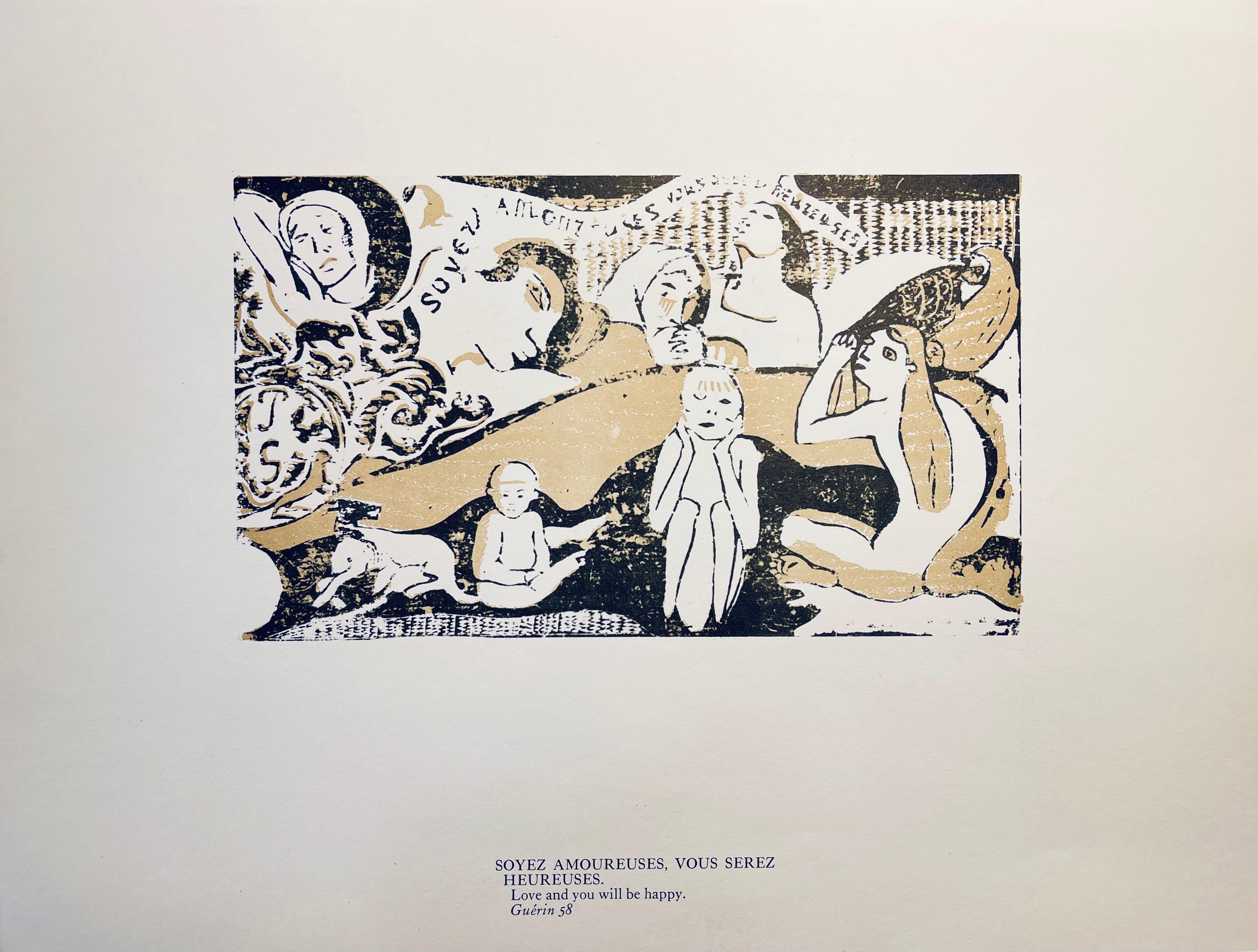 Gauguin, Be in Love and You will be Happy, Gauguin (après) - Beige Figurative Print par Paul Gauguin
