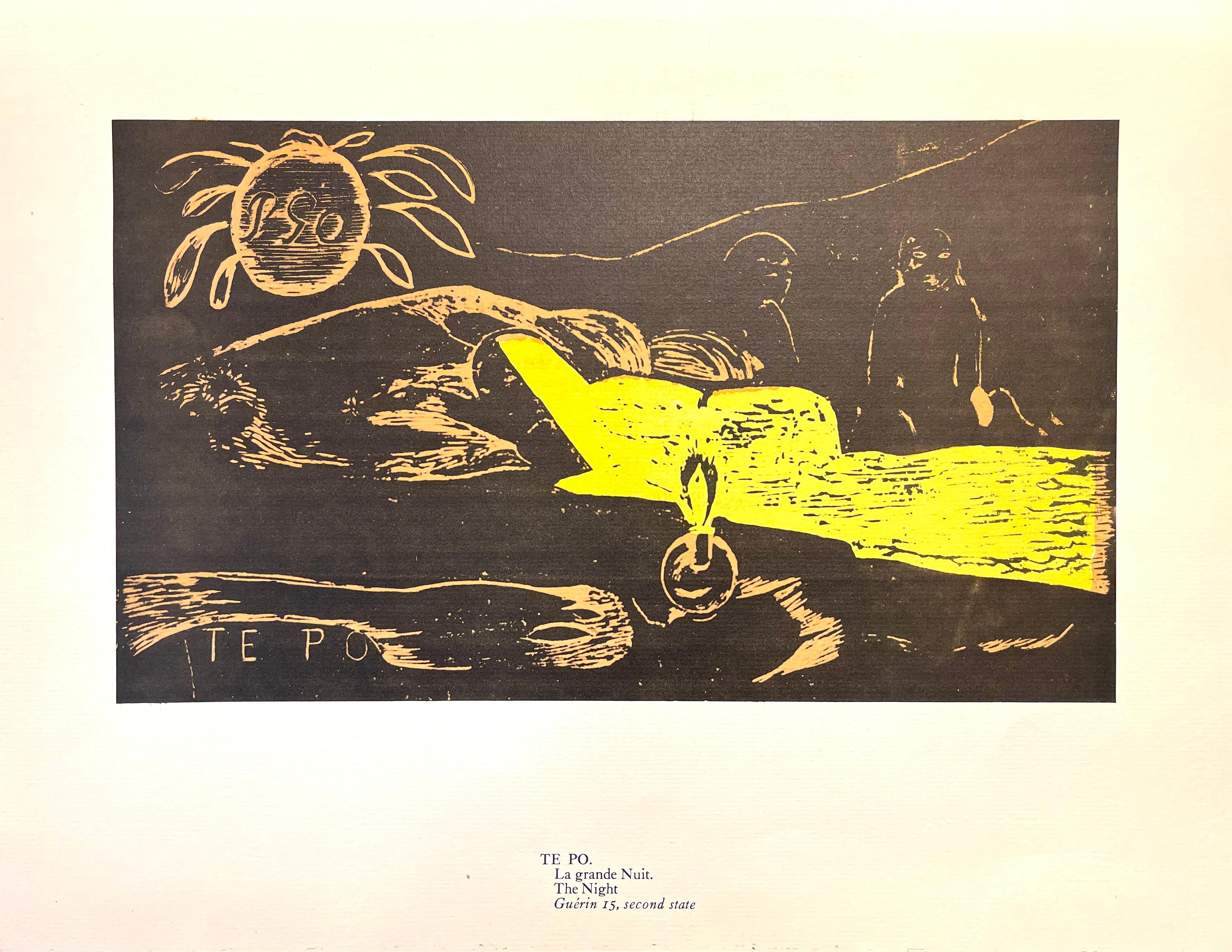 Gauguin, La longue nuit (Te Po), Gauguin (après) - Noir Figurative Print par Paul Gauguin