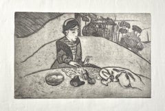 Vintage "La femme aux figues" original etching