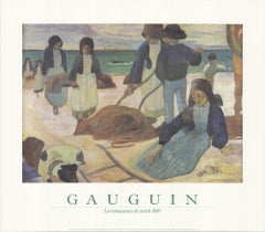 Vintage PAUL GAUGUIN The Seaweed Harvesters 27.5" x 31.5" poster 1988 Neutral