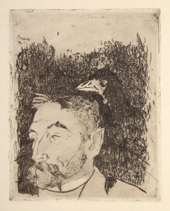 Antique Portrait de Stéphane Mallarmé, Etching by Paul Gauguin