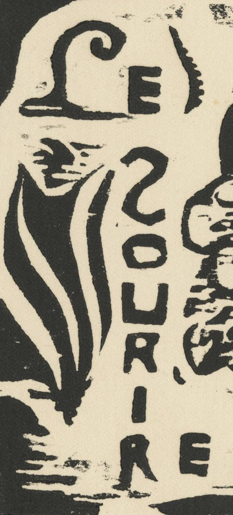 Zwei plaudernde Frauen, Kopfstück für Le Sourire (Das Lächeln)
Holzschnitt, 1900
Vorzeichenlos (wie üblich)
Von: Le Sourire (Das Lächeln)
Le Sourire war eine Monatszeitschrift, die von dem französischen Künstler Paul Gauguin herausgegeben wurde. Die