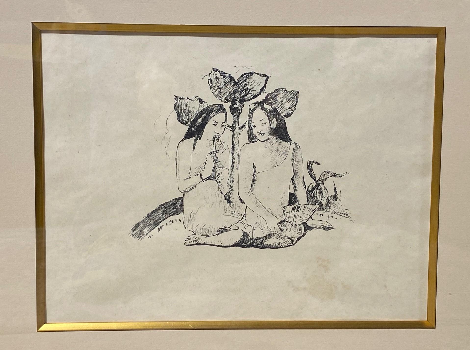 French Paul Gauguin Deux Femmes Maories Accroupies Limited Edition Lithograph Print For Sale