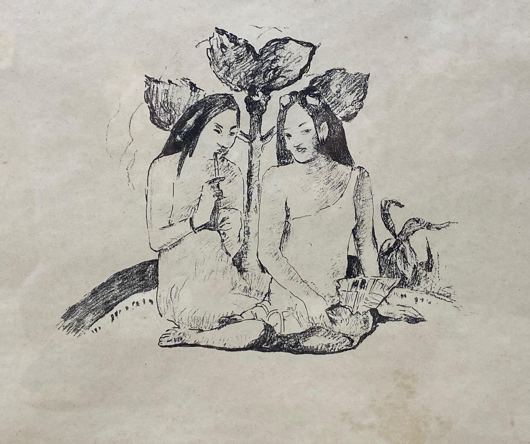 Paul Gauguin - « Deux Femmes Maories Accroupies » - Impression lithographie en édition limitée Bon état - En vente à Studio City, CA