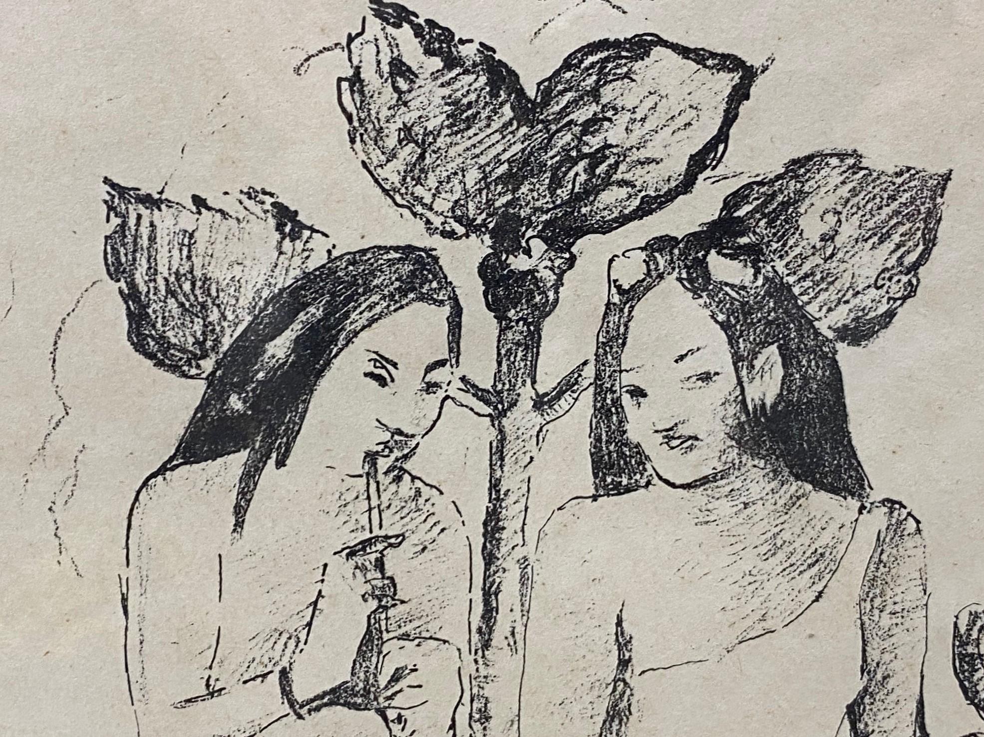 Wood Paul Gauguin Deux Femmes Maories Accroupies Limited Edition Lithograph Print For Sale