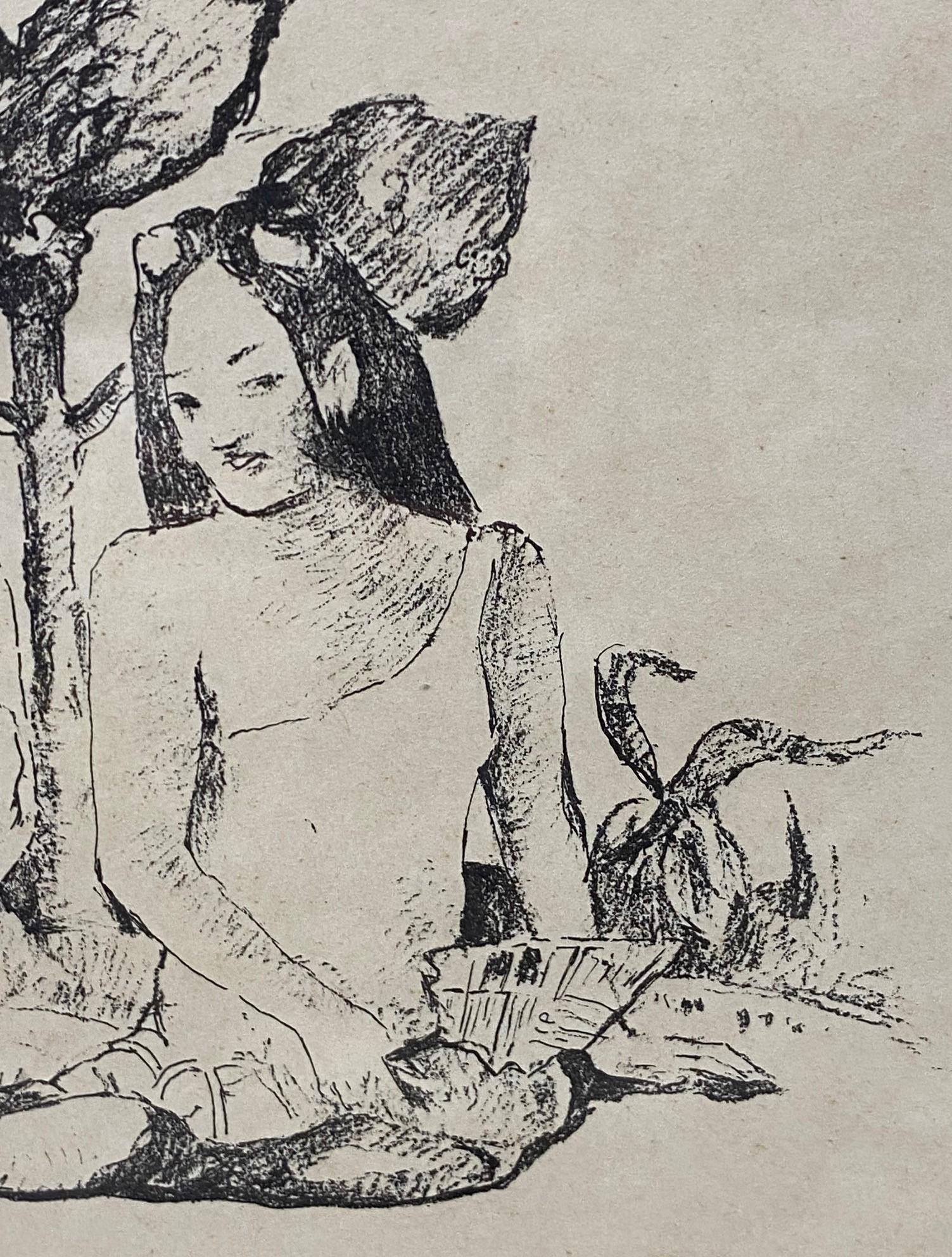 Paul Gauguin - « Deux Femmes Maories Accroupies » - Impression lithographie en édition limitée en vente 1