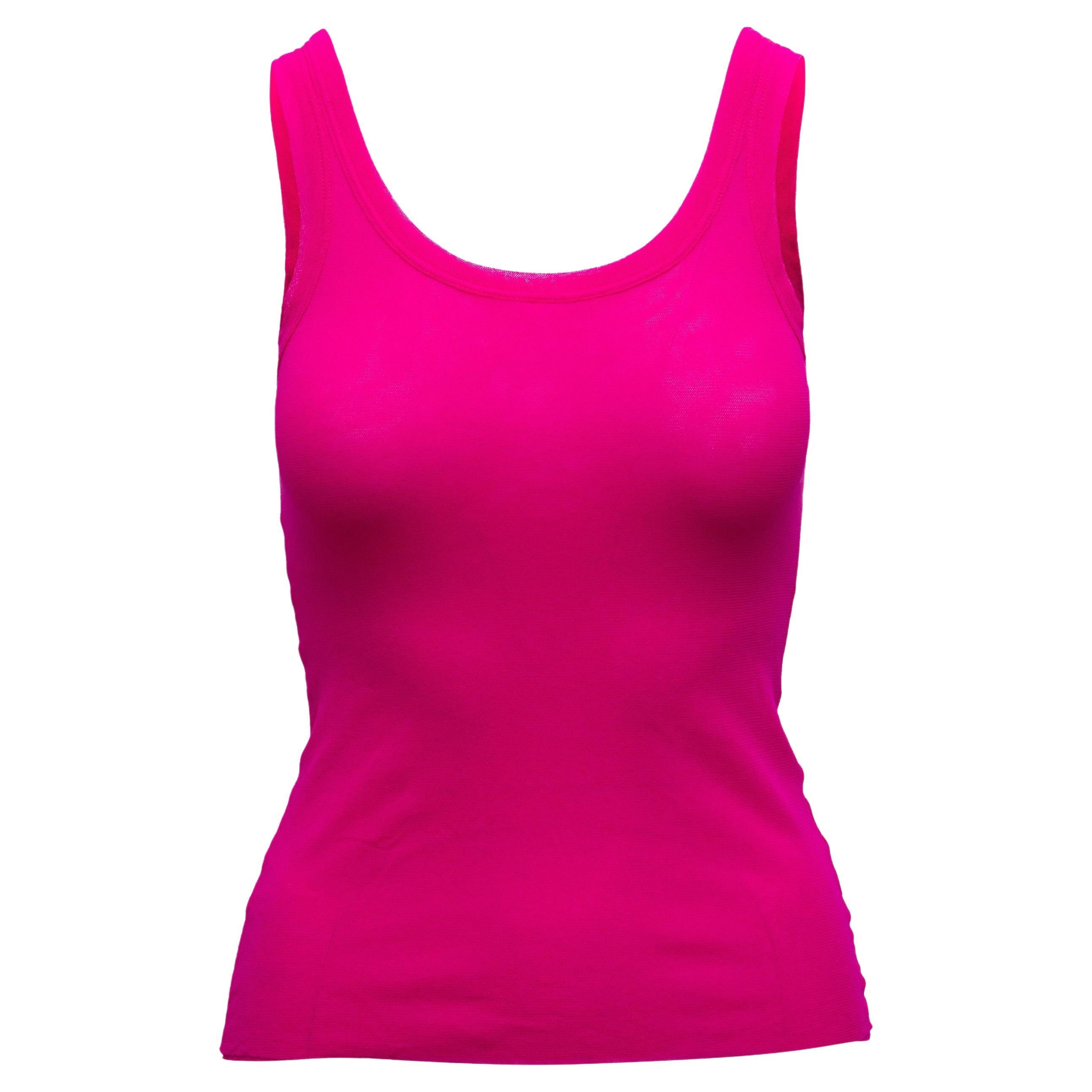 Paul Gaultier Soleil Hot Pink Jean Mesh Sleeveless Top