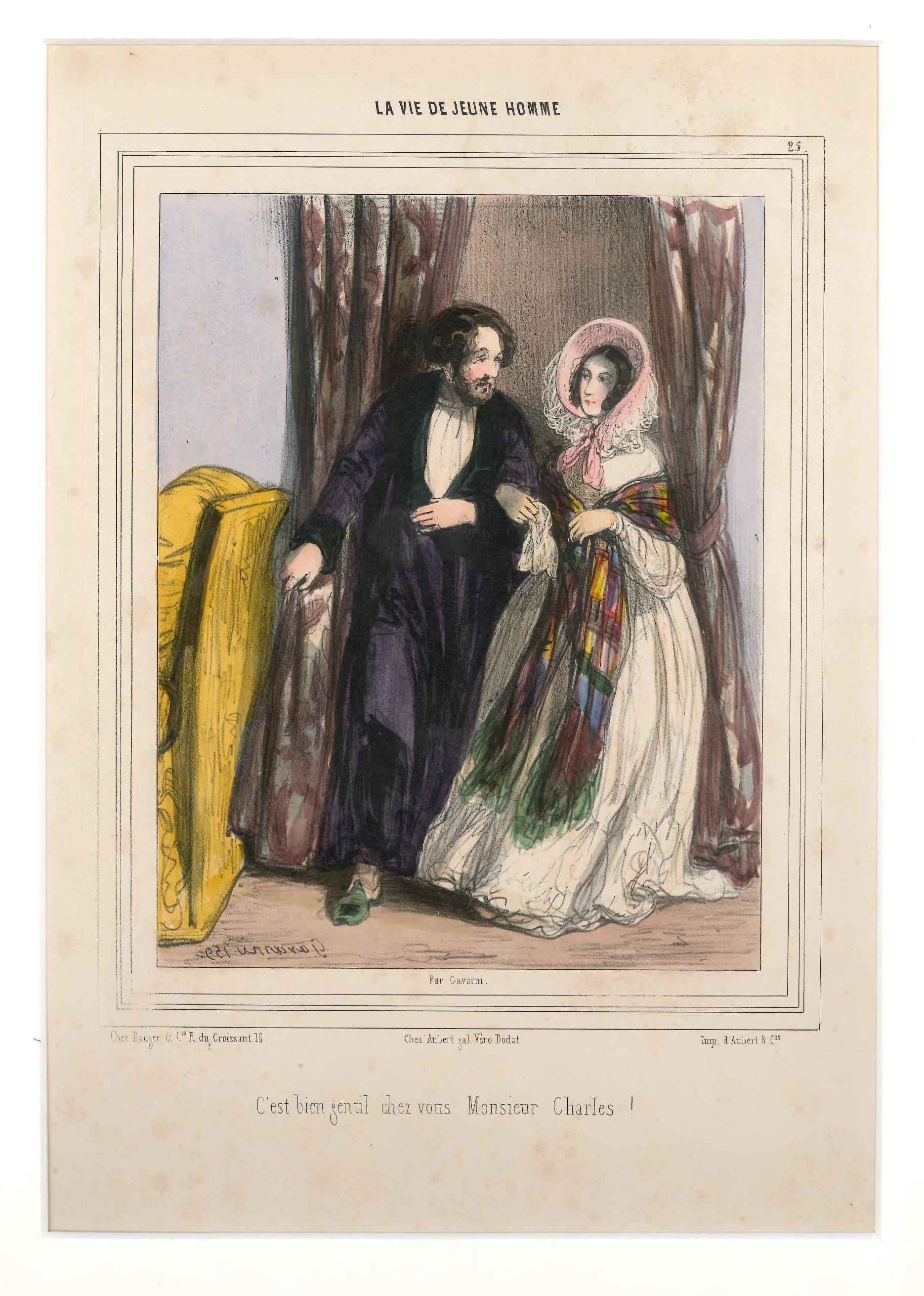 Figurative Print Paul Gavarni (Guillaume Sulpice Chevalier) - La Vie de Jeune Homme - Lithographie originale de Paul Gavarni - Première moitié de 1800