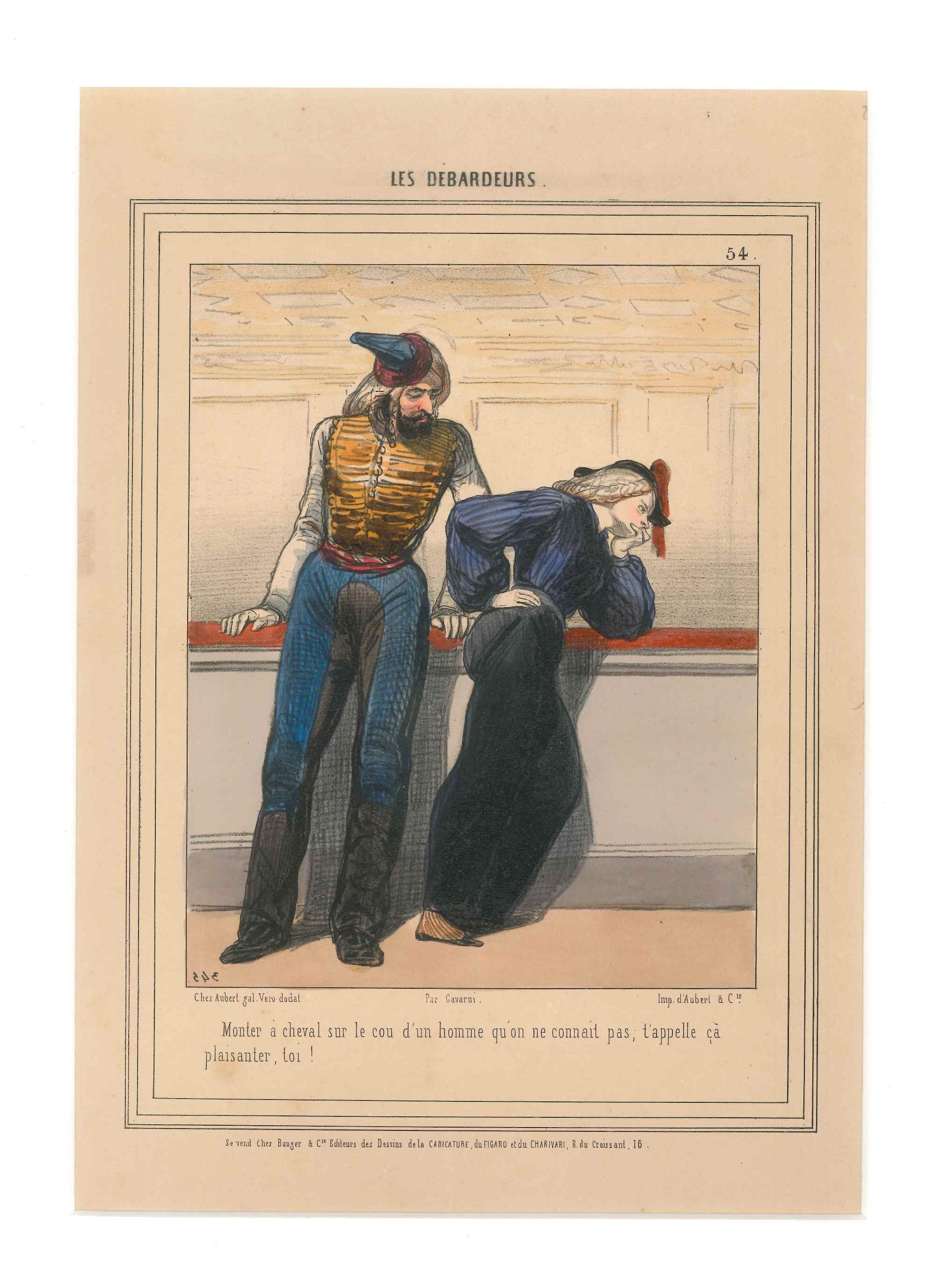 Paul Gavarni (Guillaume Sulpice Chevalier) Figurative Print - Les Débardeurs - Lithograph by Paul Gavarni - 1848