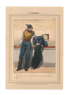 Antique Les Débardeurs - Lithograph by Paul Gavarni - 1848