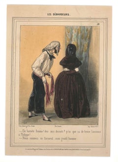 Antique Les Débardeurs - Original Lithograph by Paul Gavarni - First Half of 1848