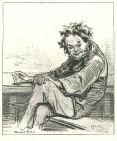 A Drunk Man - Original Lithograph by Paul Gavarni - 1881