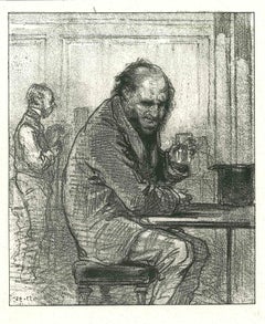 A Man with Whisky - Lithographie originale d'après Paul Gavarni - 1881