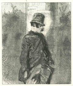 Un homme debout - Lithographie originale de Paul Gavarni - 1881
