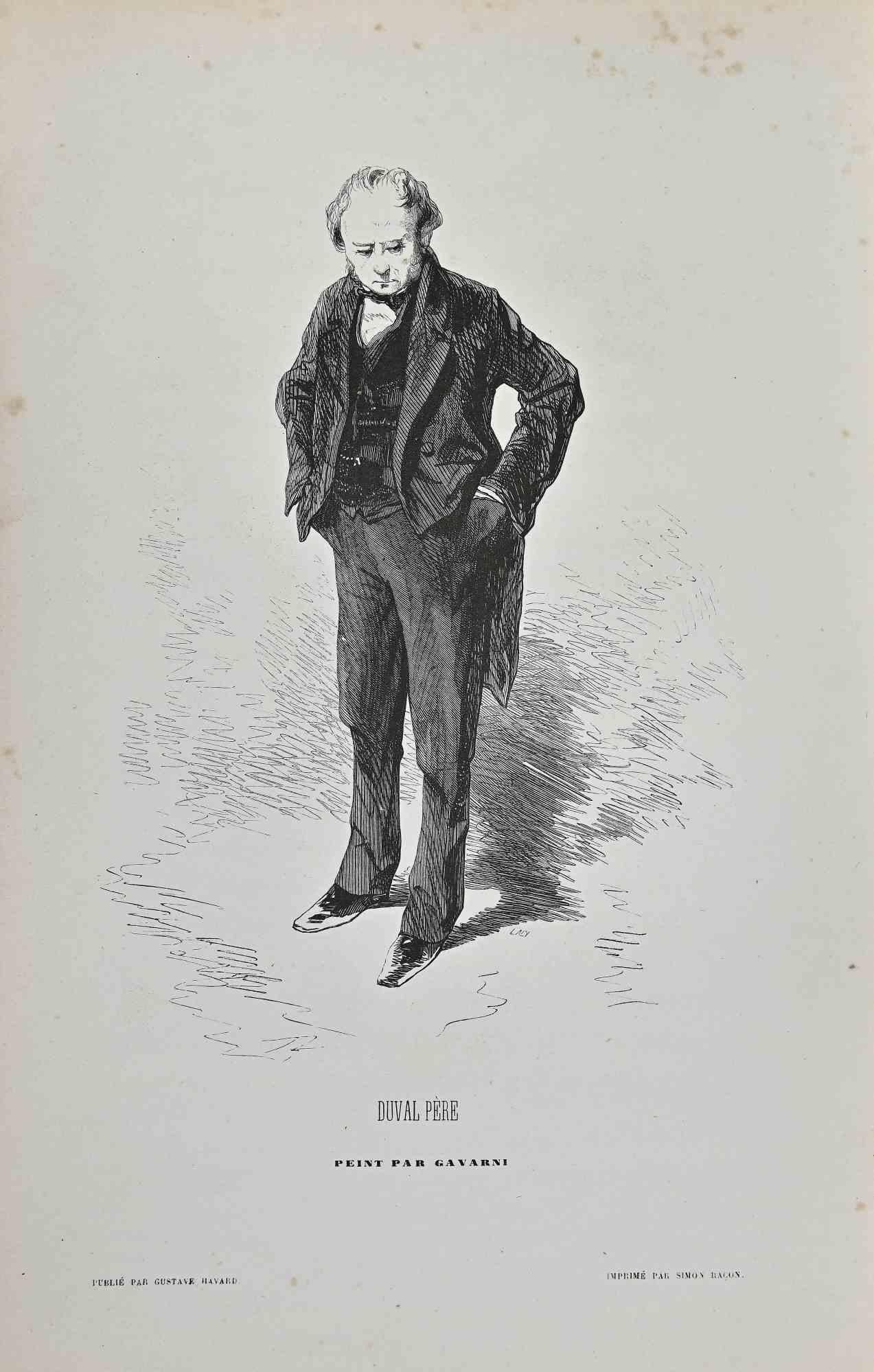 Duval Pere – Lithographie von Paul Gavarni – Mitte des 19. Jahrhunderts