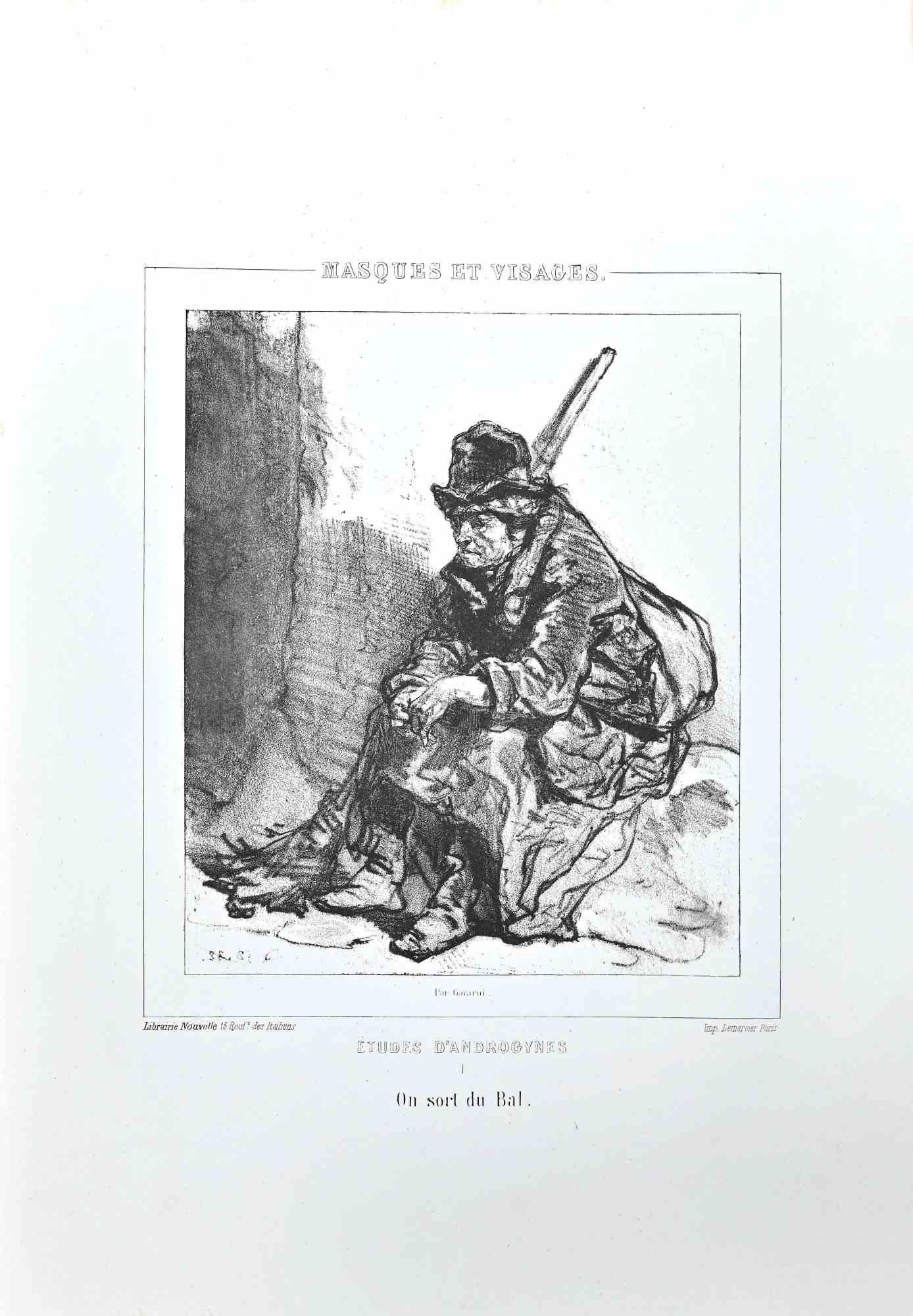 tudes D'Androgynes   - Originallithographie von Paul Gavarni – 1850er Jahre