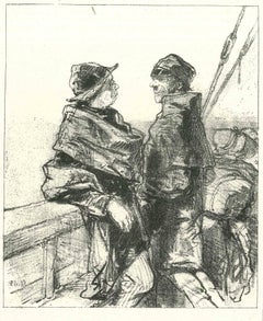 Fishermen - Original Lithograph after Paul Gavarni - 1881