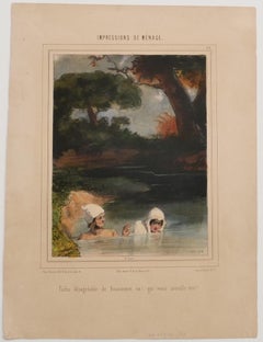 Antique Impressions de Ménage - Original Lithograph by Paul Gavarni - Mid-19th Century