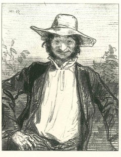 Jolly Man - Original Lithograph by Paul Gavarni - 1881