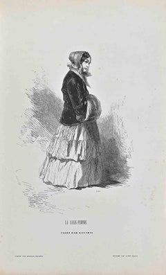 Antique La Sagge Femme - Lithograph By Paul Gavarni - mid 19th century