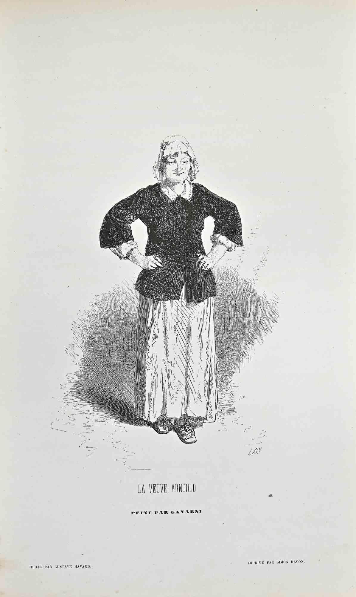 La Veuve Arnold - Lithographie de Paul Gavarni - milieu du XIXe siècle