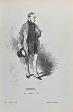 Le Comte De G - Lithographie de Paul Gavarni - milieu du XIXe siècle