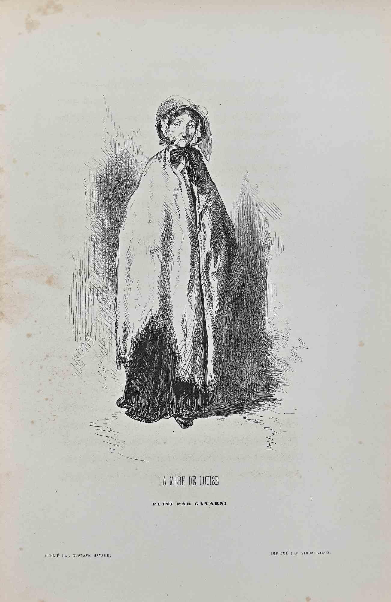 Le Mere De Louise - Lithograph By Paul Gavarni - mid 19th century